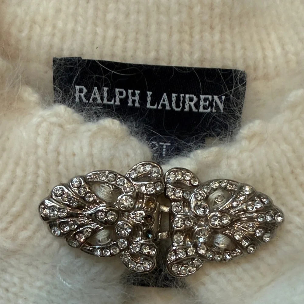 NWOT Ralph Lauren Cream Infant Knit Bolero with Jeweled Pin